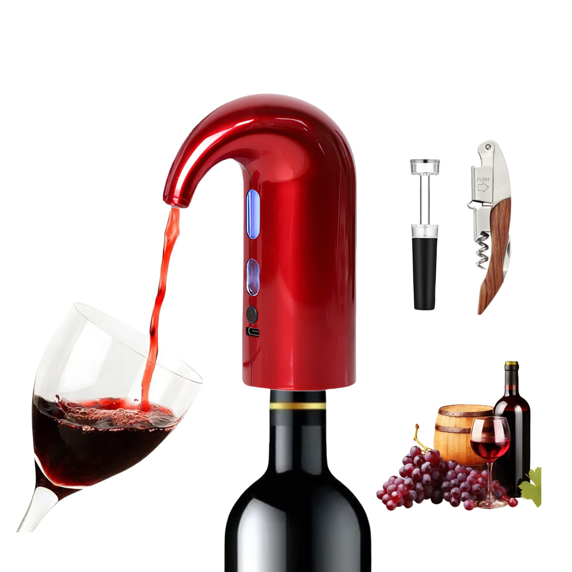Hotool aerador eléctrico de vino en acción, vertido suave.
