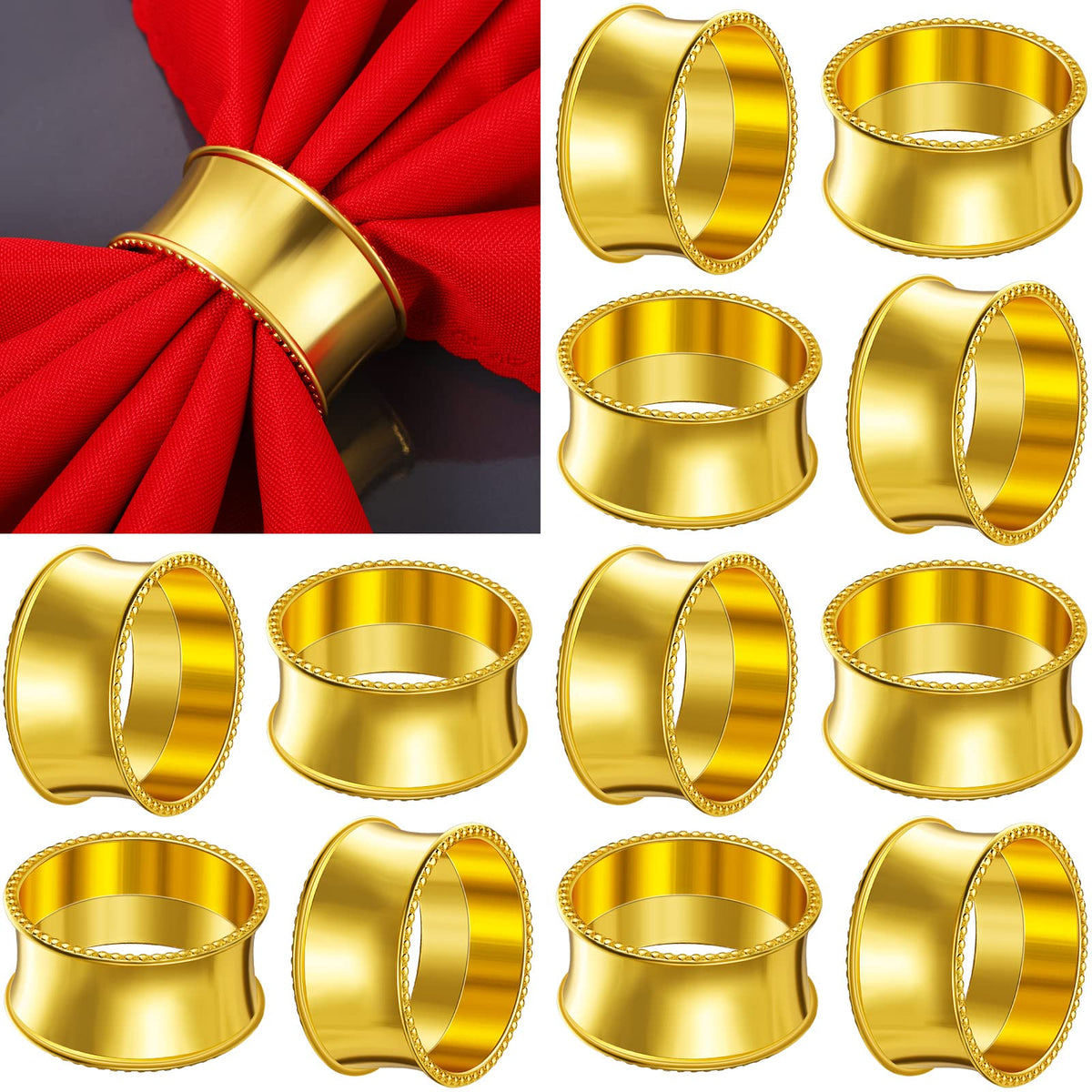 Hotop anillos para servilleta con cuentas doradas, elegancia instantánea en la mesa.