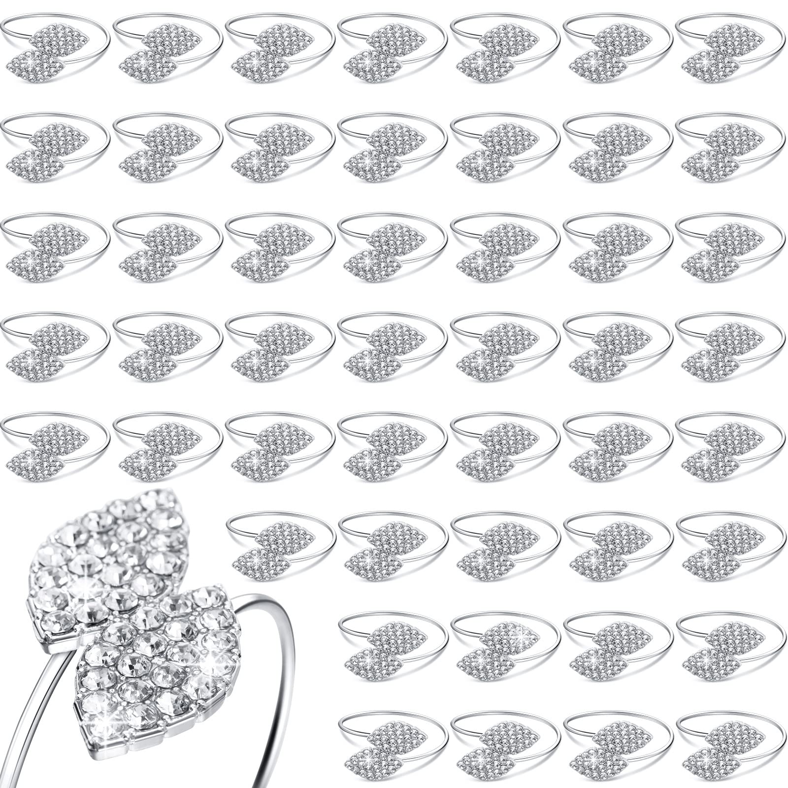 Hotop anillos para servilleta con hojas y cristal, añade brillo elegante a la mesa.