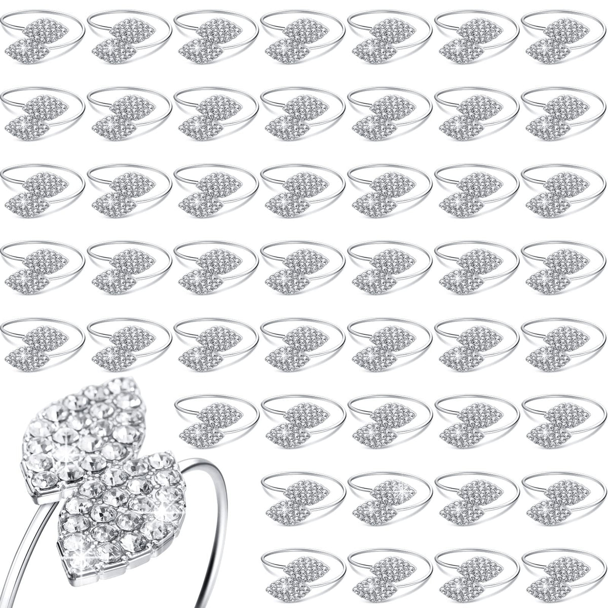 Hotop anillos para servilleta con hojas y cristal, añade brillo elegante a la mesa.