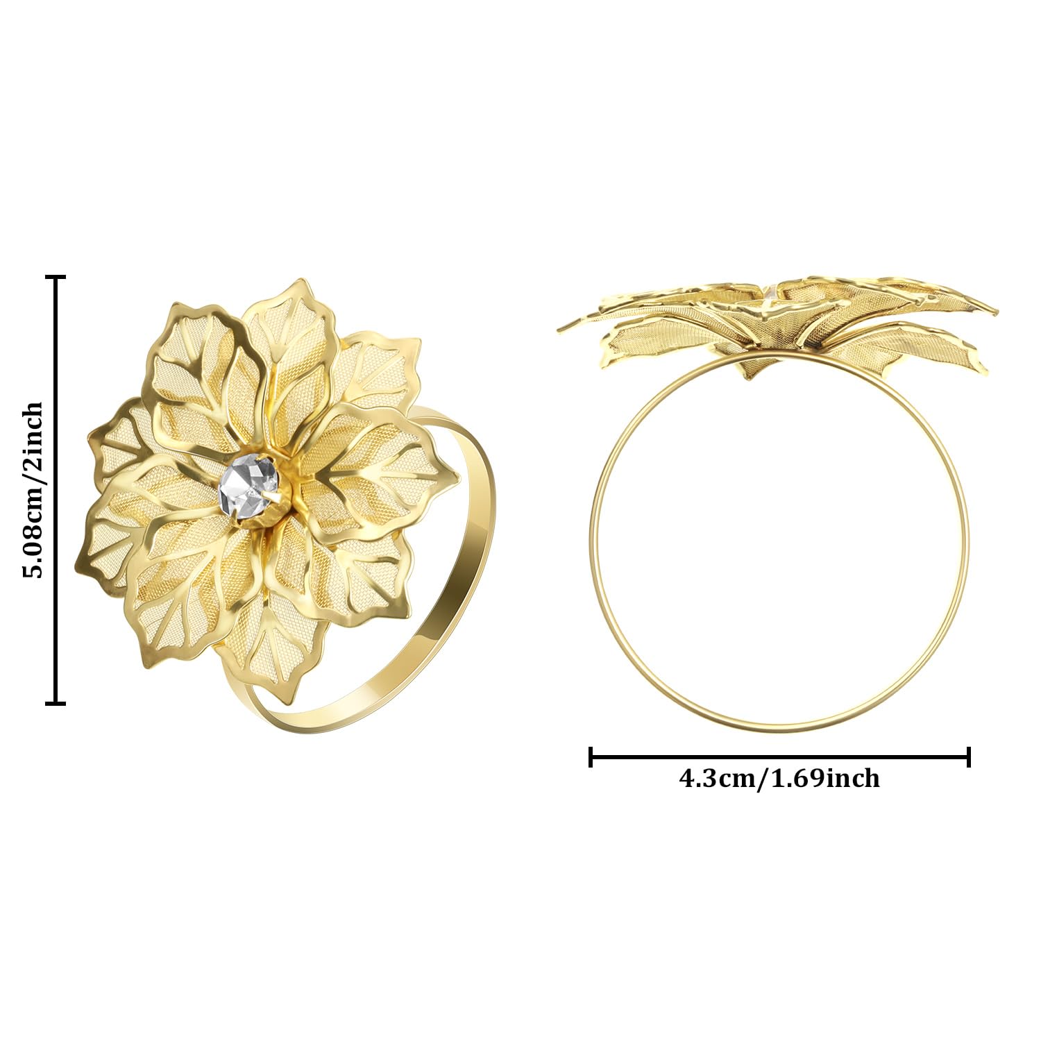 Hotop set dorado de servilleteros, regalo elegante para casa.