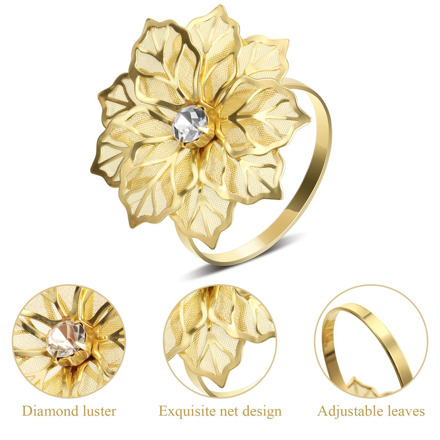 Hotop juego de 24 anillos dorados para servilletas, decoración versátil.