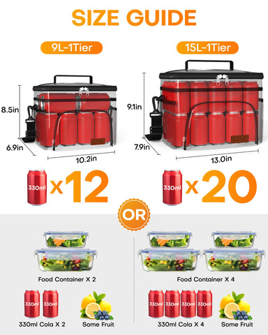 HOTOR bolsa de almuerzo aislada, interiores y bolsillos visibles, ideal para utensilios y hielo