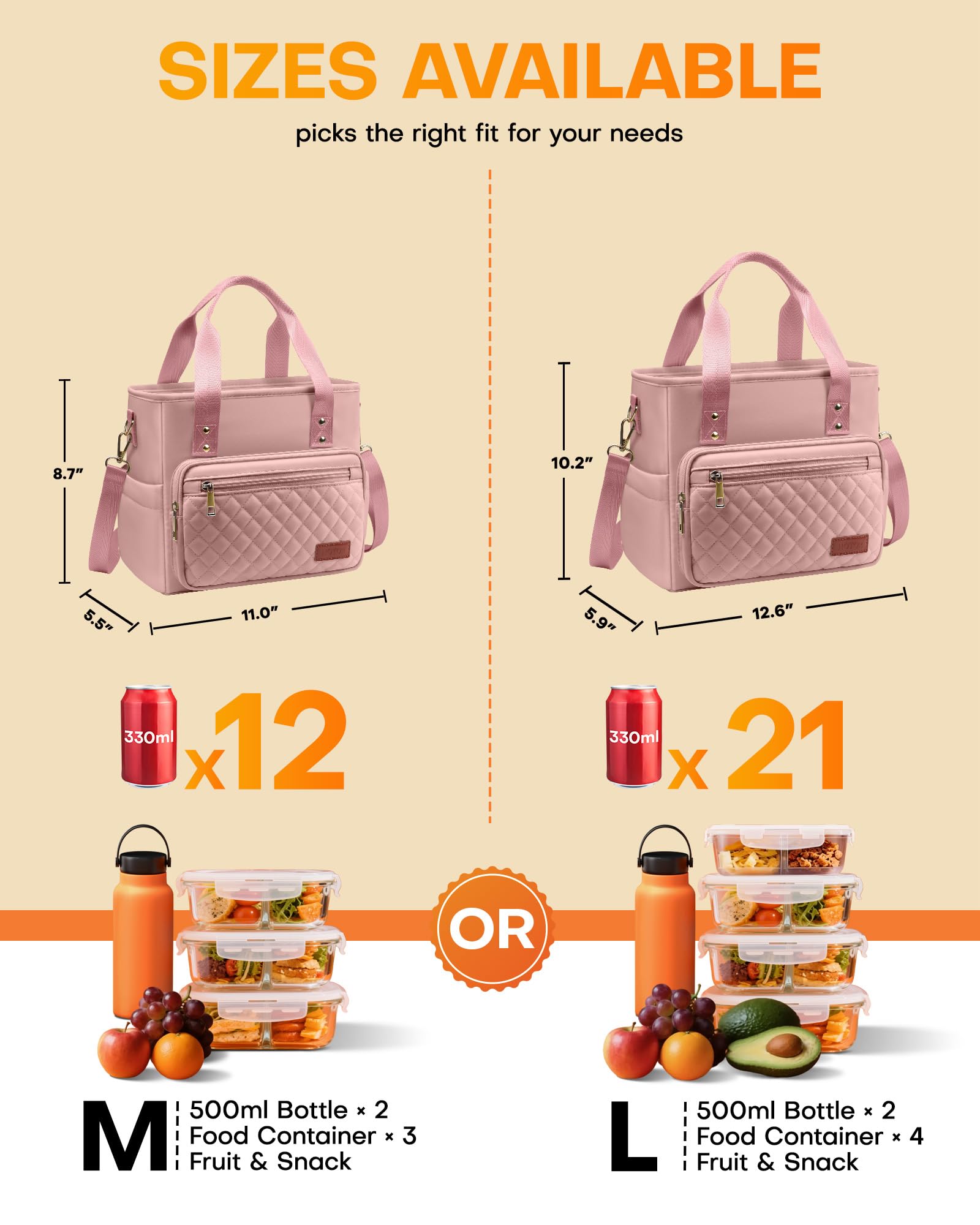 HOTOR bolsa de almuerzo para mujeres, correa ajustable para transporte cómodo
