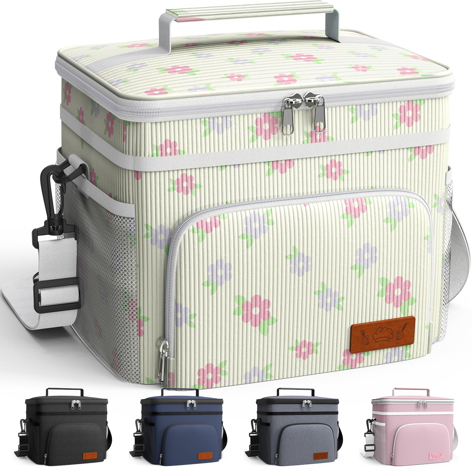HOTOR bolsa de almuerzo insulada con 4 bolsillos, ideal para mantener comida organizada.