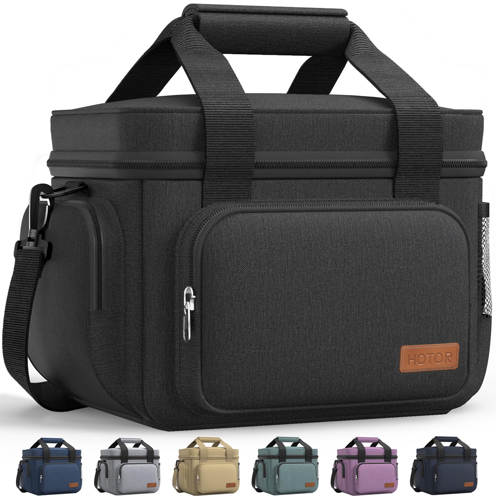 HOTOR Lunch Box exterior negro, ideal para uso diario en oficina y salidas.