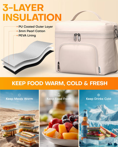Interior aislante de 3 capas de la HOTOR, mantiene la comida a temperatura adecuada.