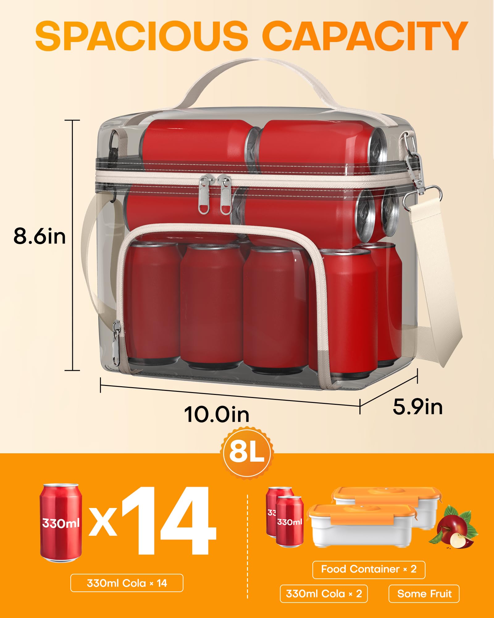 Bolsa HOTOR de mujer con capacidad de 8L para comida, meriendas y bebidas.