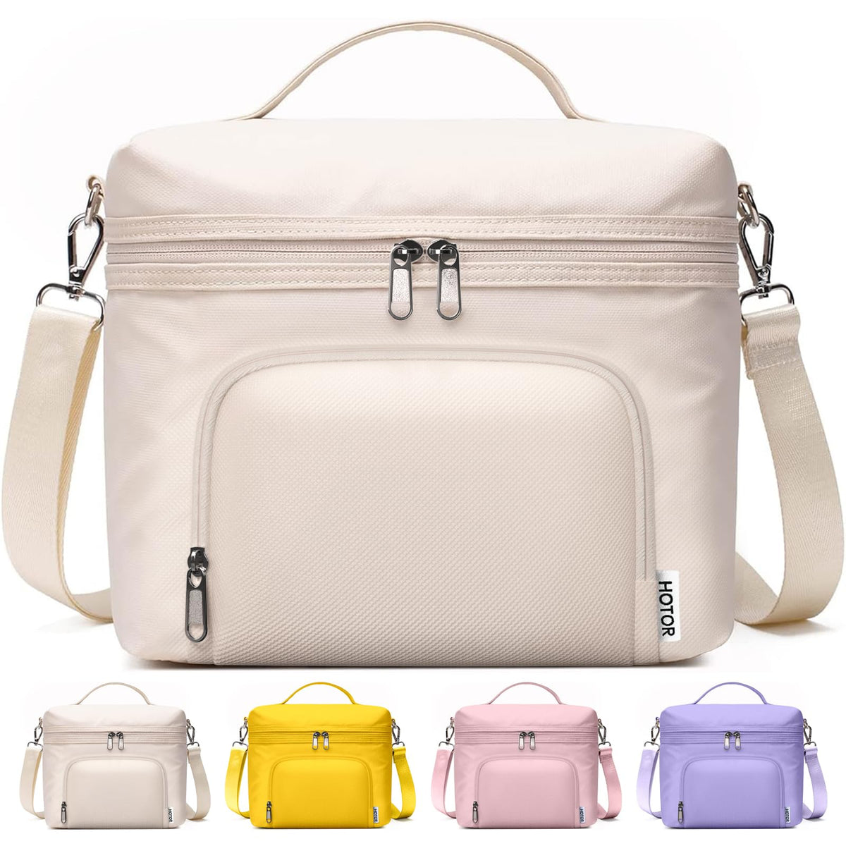 HOTOR Bolsa isotérmica para mujer con cuero PU exterior, aspecto profesional para oficina.