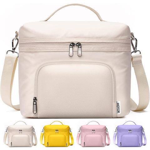 HOTOR Bolsa isotérmica para mujer con cuero PU exterior, aspecto profesional para oficina.