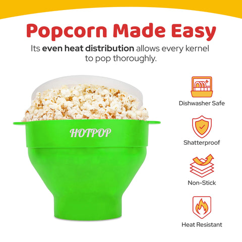 Hotpop capacidad para 15 tazas, ideal para reuniones y snacks.