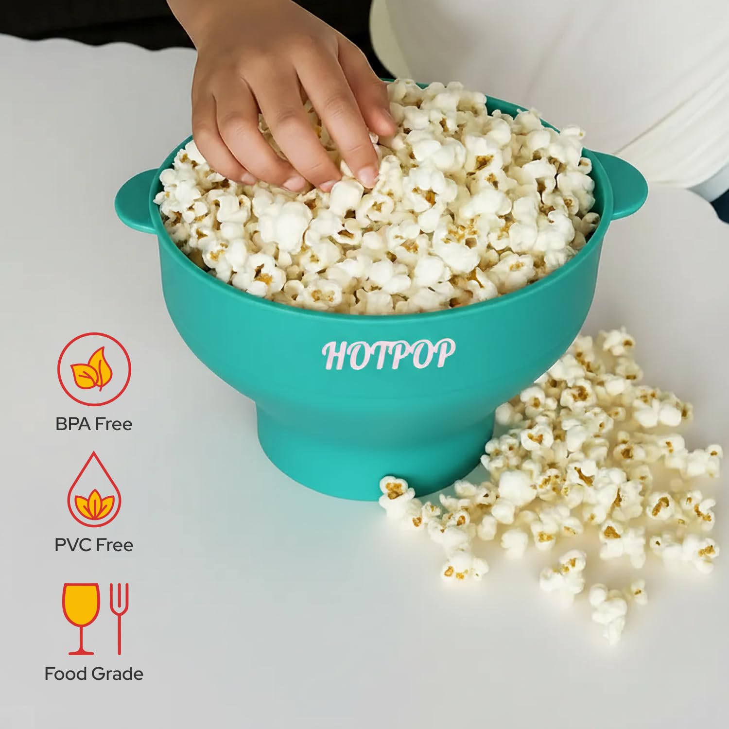 HOTPOP cuenco palomitas silicona diseño resistente al calor para niños y adultos