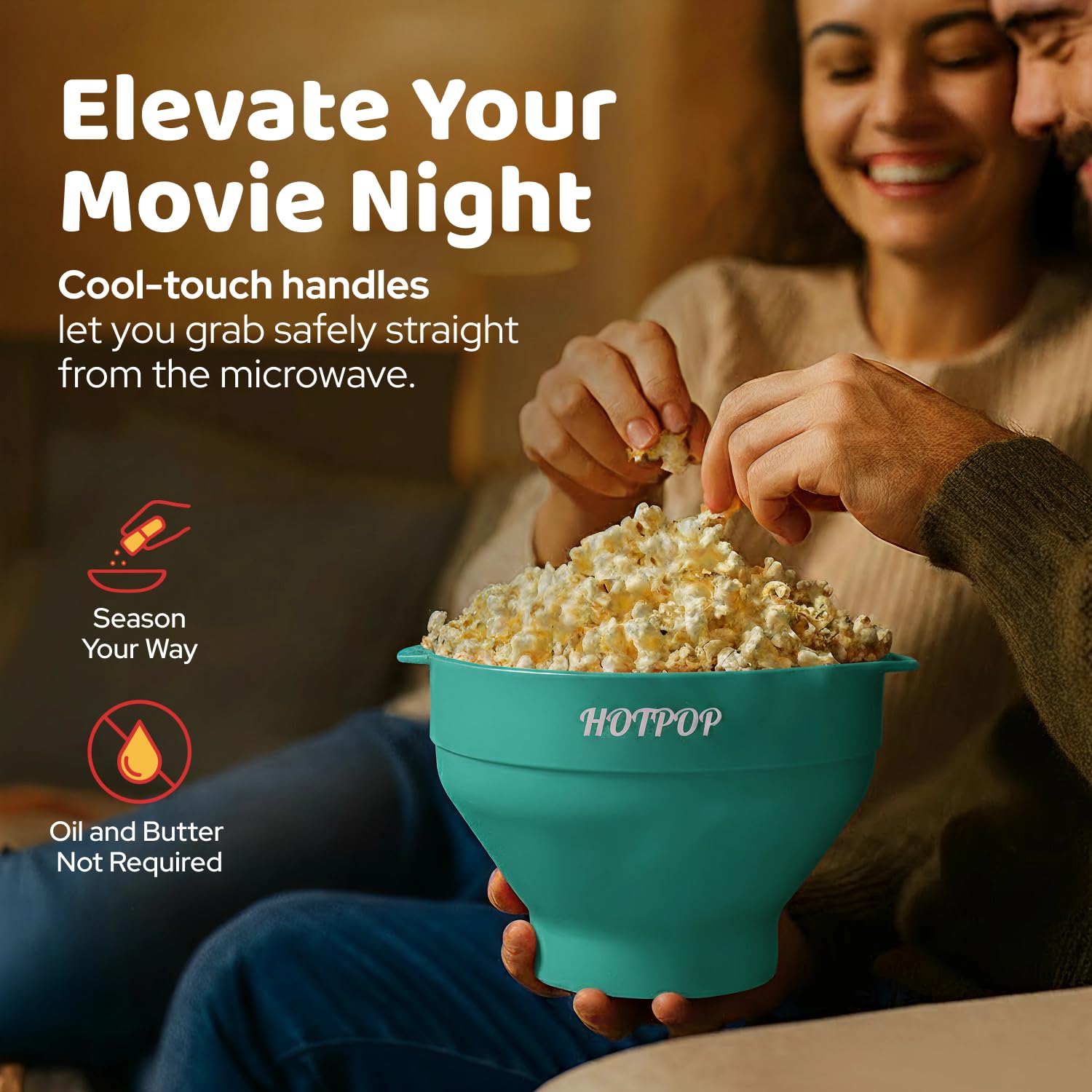 HOTPOP cuenco palomitas silicona seguridad microondas para uso familiar