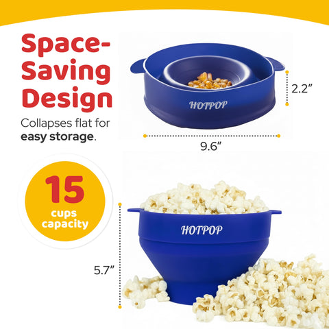 HOTPOP palomitero apilable de silicona para ahorrar espacio en la cocina.