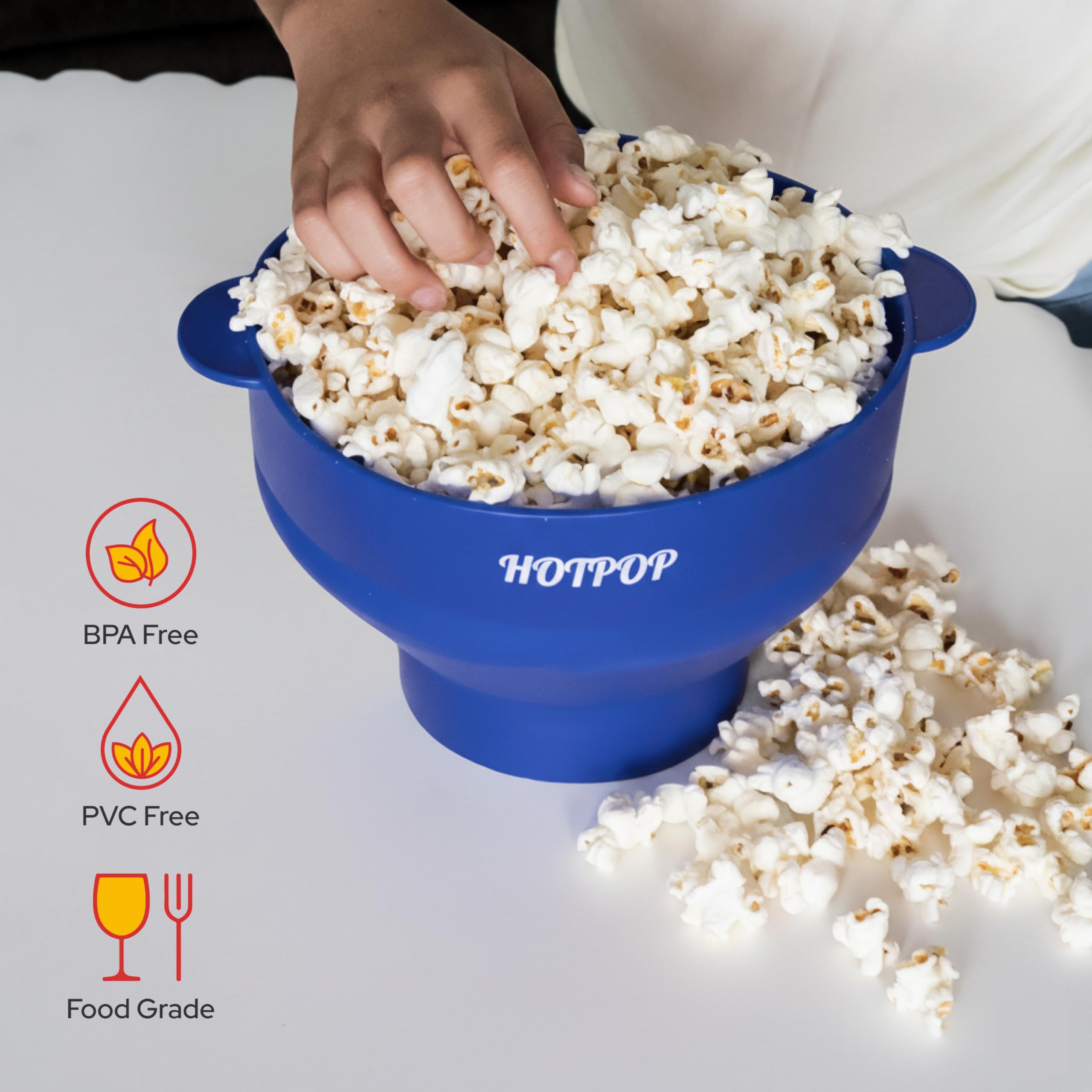 HOTPOP palomitero de silicona ideal para noches de cine en casa.