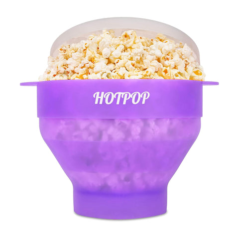 HOTPOP palomitero de silicona para microondas con tapa, palomitas rápidas y seguras.