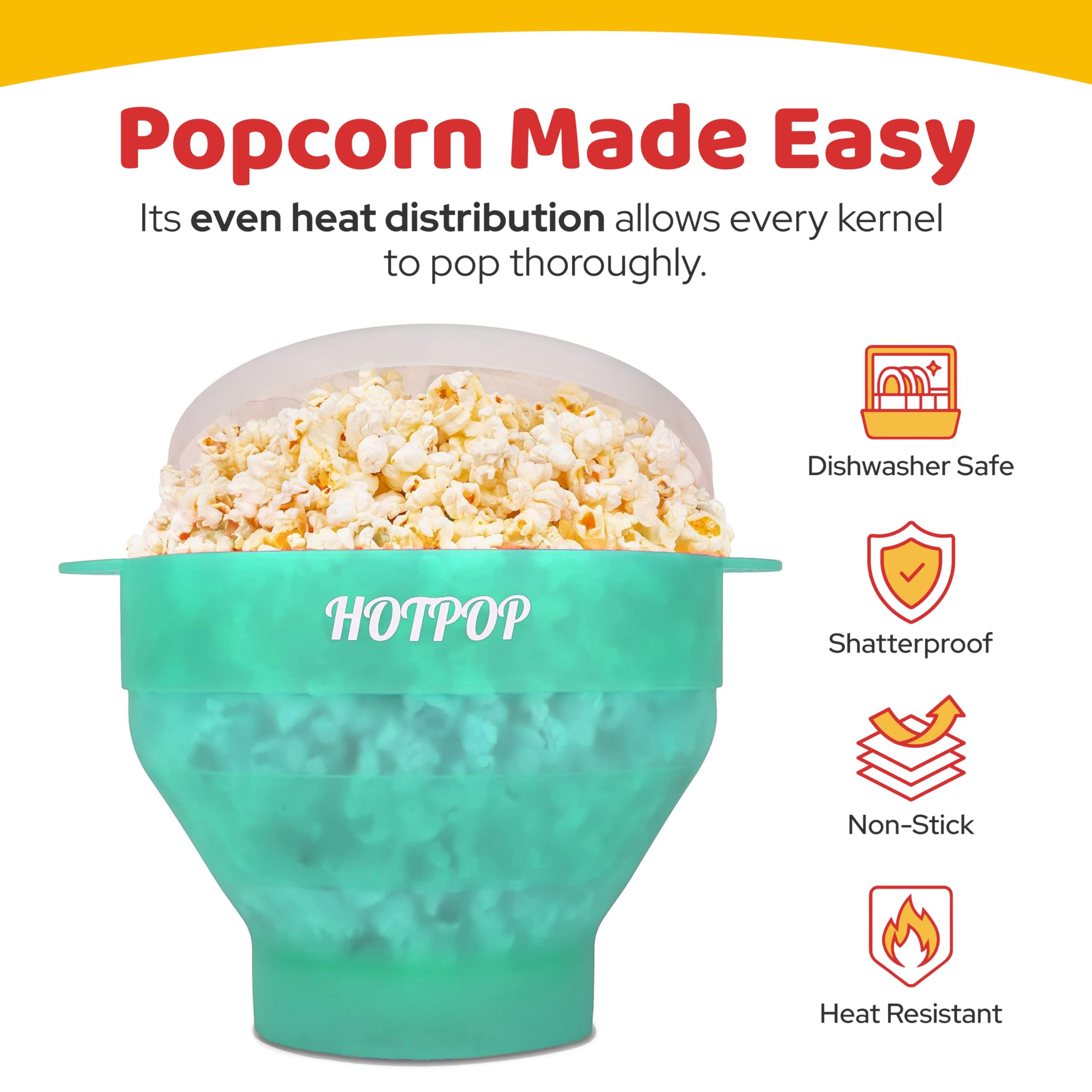 Hotpop silicona libre de BPA, resistente y apta para lavavajillas.