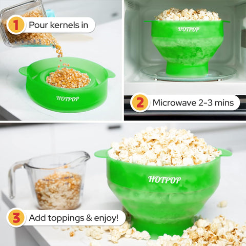 Hotpop tapa integrada con mango para un manejo seguro.
