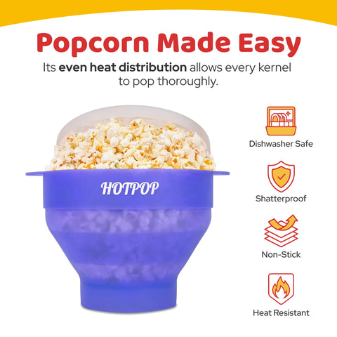 Hotpop tazón plegable de silicona, almacenamiento compacto y limpieza sencilla.