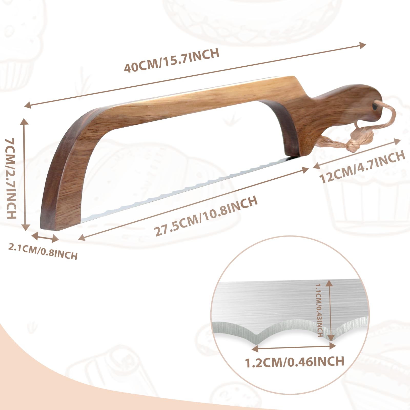 Cuchillo HOTTOR con acero 420 garantiza filo duradero para pan y masa.