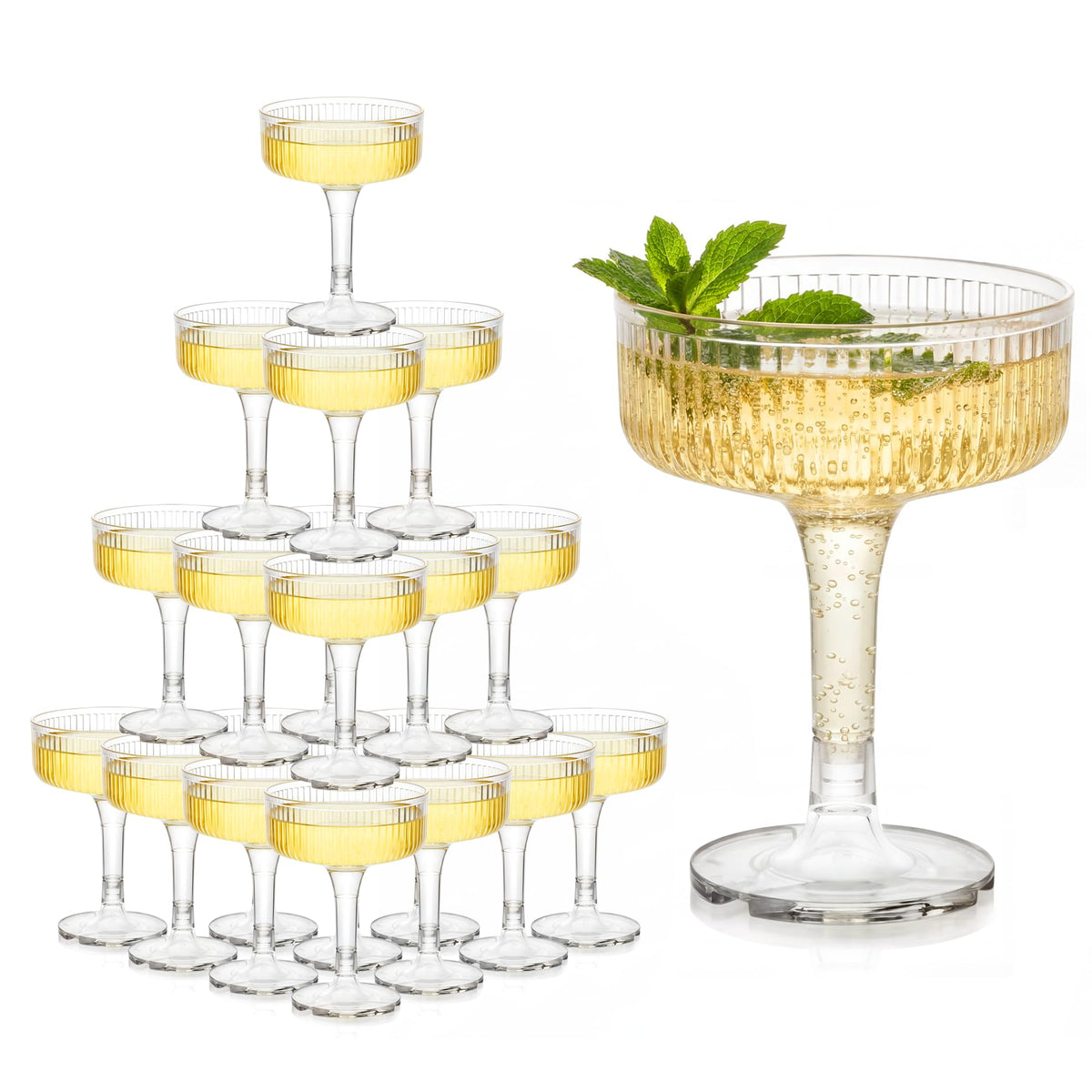 Houmury copa plástico brindis 7oz, diseño claro para brindis elegantes.
