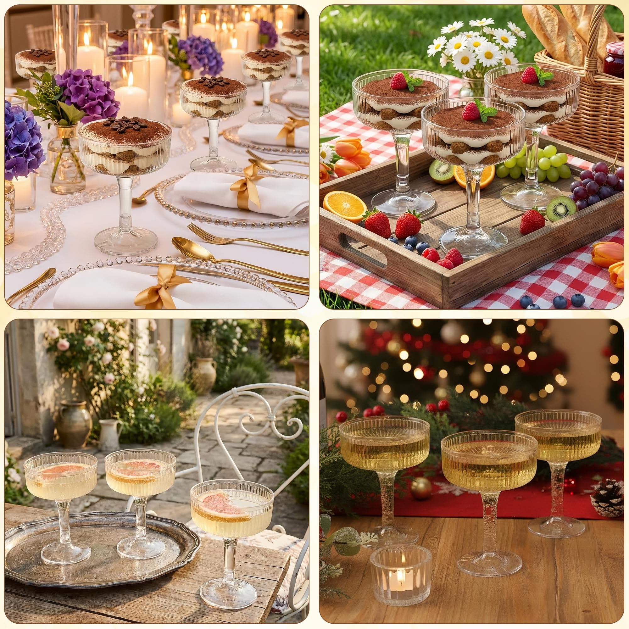 Houmury vasos 7oz, ideales para degustación de bebidas y frutas.