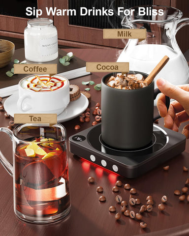 House Gem Mug Warmer, detalle de taza en la placa caliente.