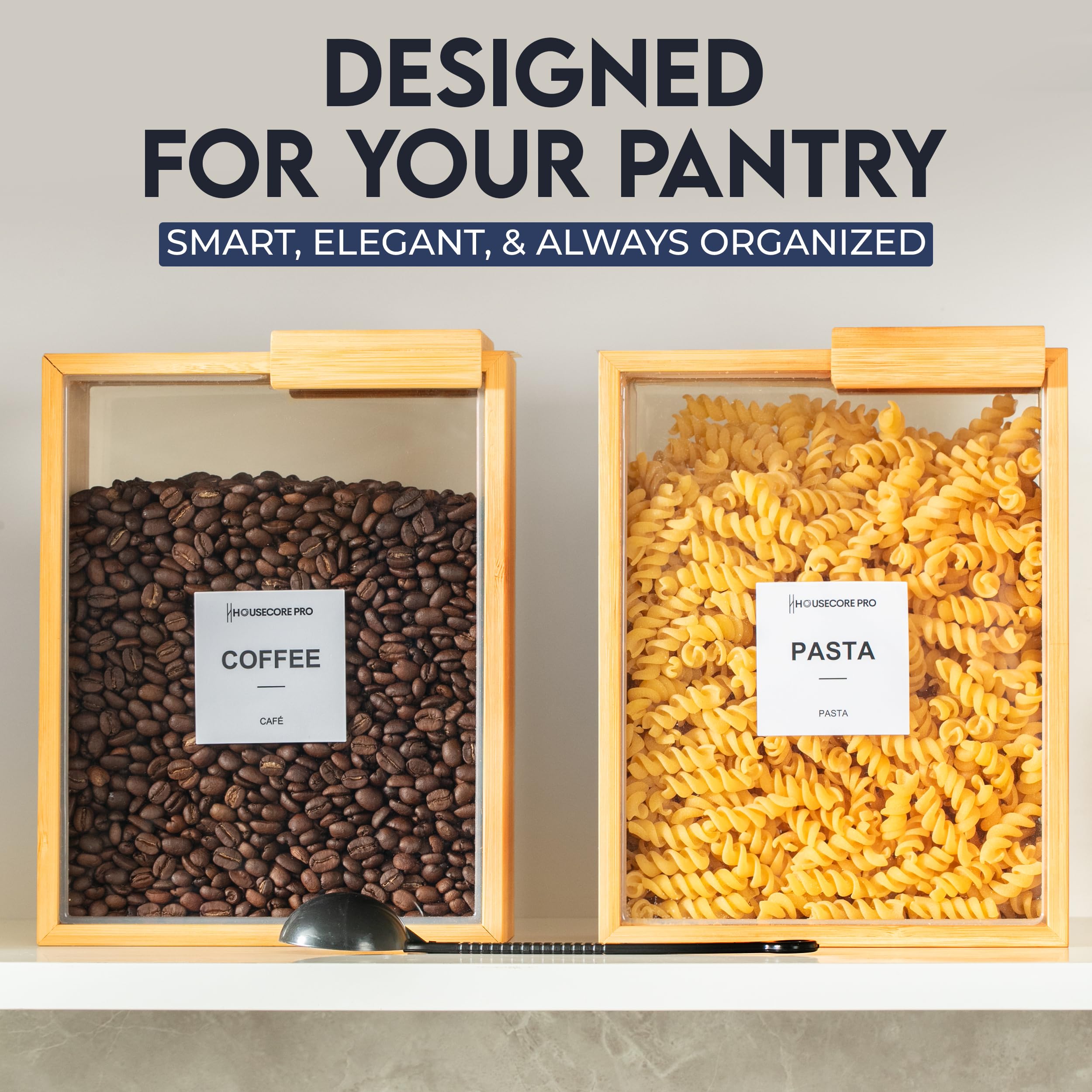 Uso práctico para cereales, granos o café sin desperdicio.