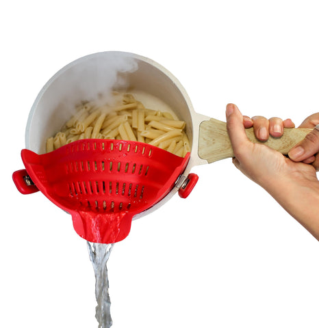 Houseify Perfect Pasta Pal colador clip-olla para drenado sin derrames