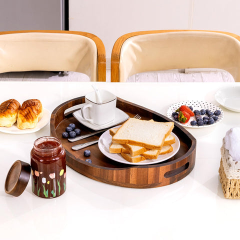 Bandeja de acacia para mesa de centro y organización diaria.