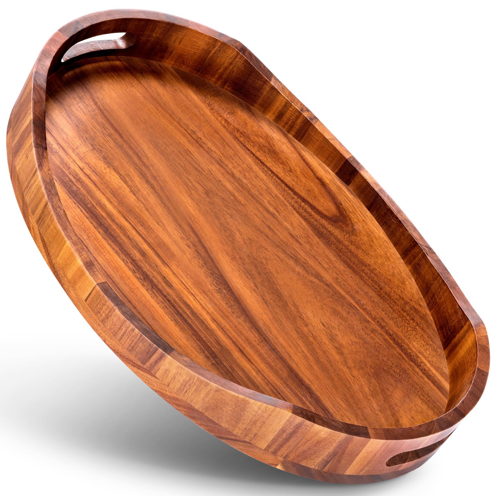 Bandeja HouseJoy de acacia con asas para servir desayunos con estilo.