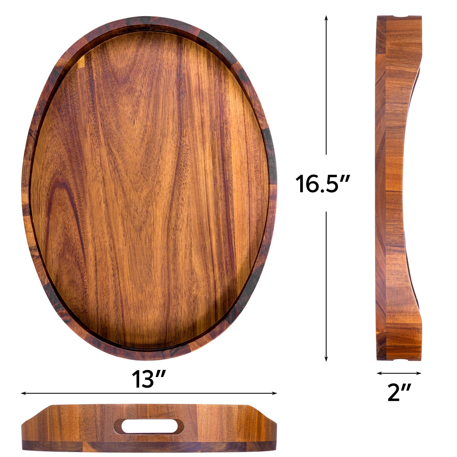 Detalle de la veta natural de la madera de acacia en la bandeja HouseJoy.