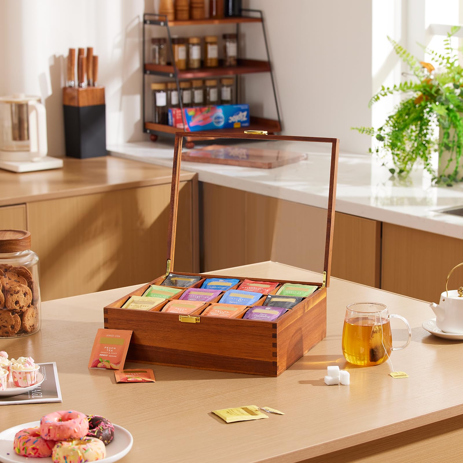HouseJoy capacidad para más de 200 bolsitas, manteniendo el contenido organizado y accesible.