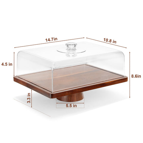 HouseJoy: cúpula acrílica rectangular protege la tarta y mantiene la visibilidad.
