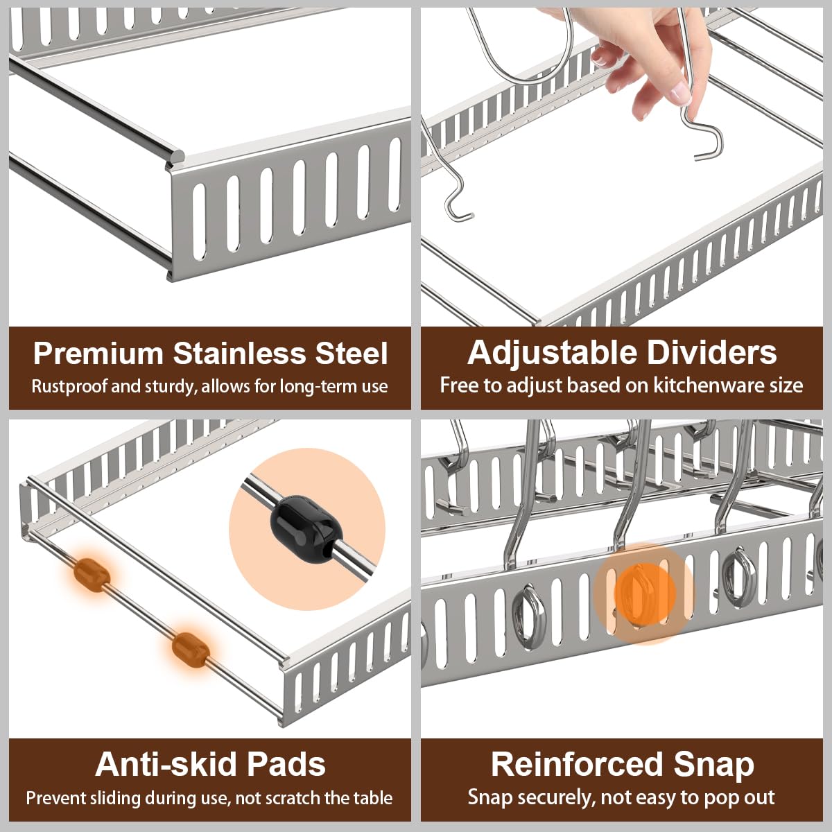 Organizador Housolution en acero inoxidable resistente para almacenamiento de utensilios