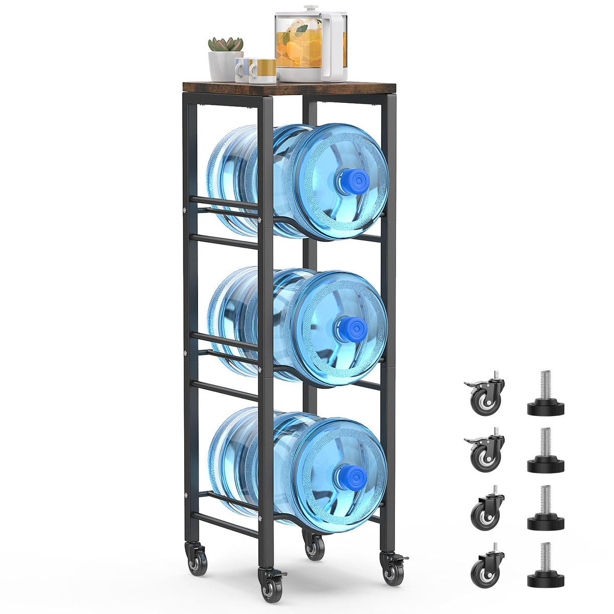 Housolution botellero 3 estantes galón 5: estructura estable para almacenar galones.
