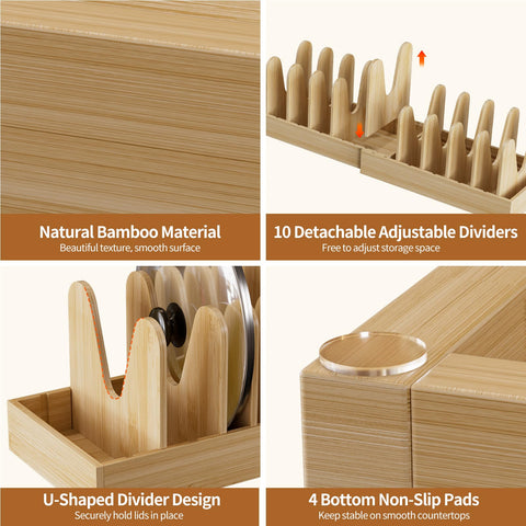 Housolution divisores en forma U de bambú para mangos y tapas.