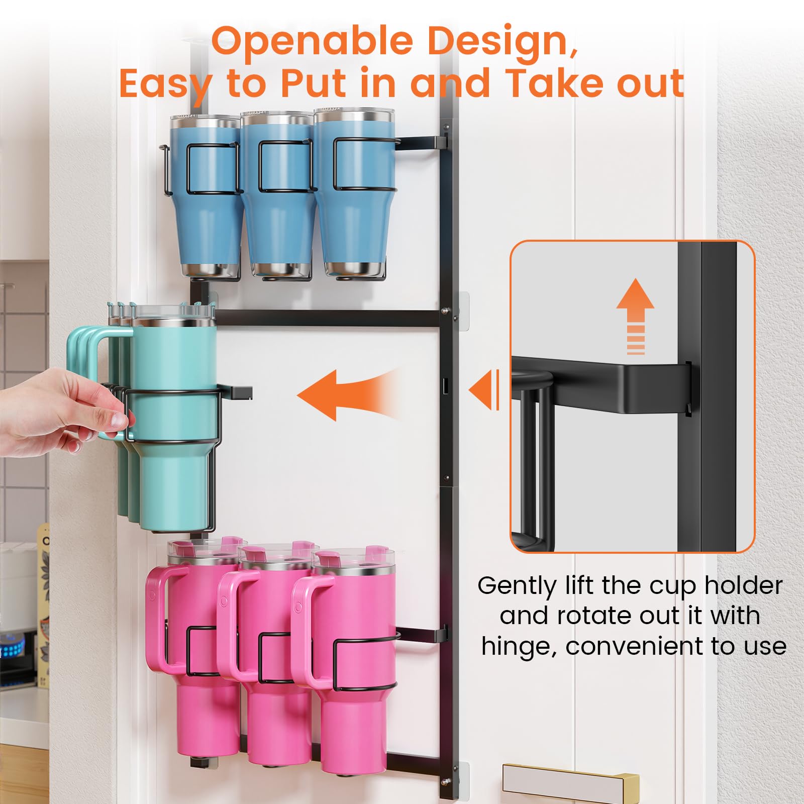 Estructura de acero carbono de Housolution, resistente para organizar tazas de diferentes tamaños.