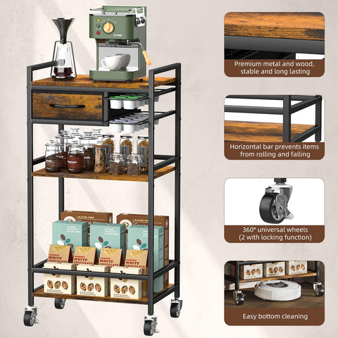 Housolution mueble cocina con ruedas, funciona como isla pequeña y práctica.