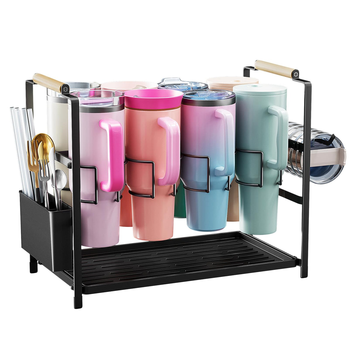 Housolution organizador para botellas 40 oz con asa, orden y acceso cómodo.