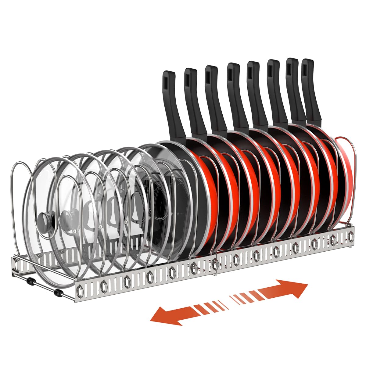 Organizador Housolution para ollas y sartenes extendible en acero inoxidable
