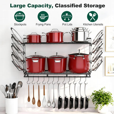 Housolution portaollas pared con tres niveles ajustables para organización