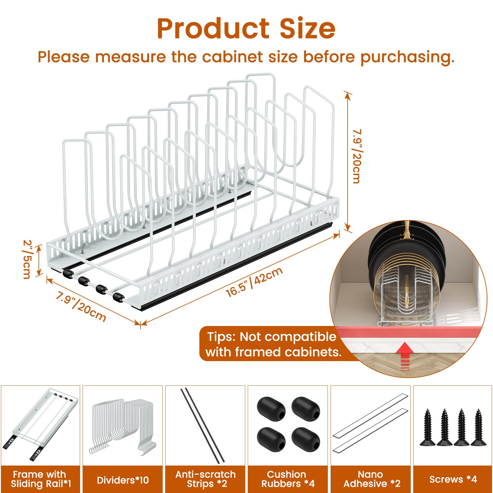 Housolution sistema metálico resistente para organización de ollas y seguridad de las piezas.