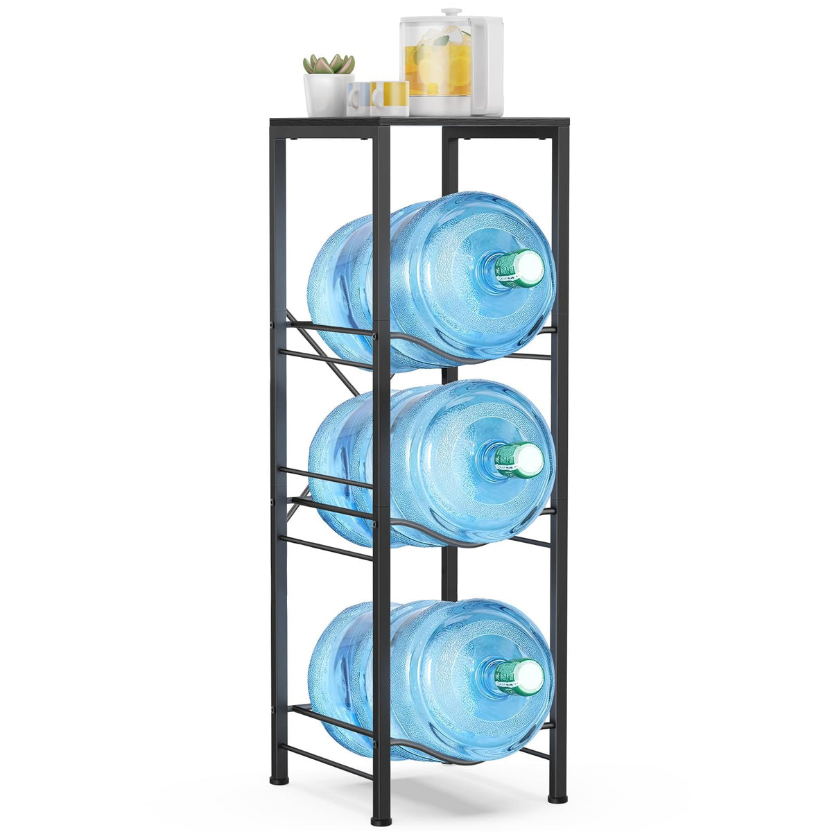 Housolution, soporte para botellas 5 galones con tres estantes para organización eficiente