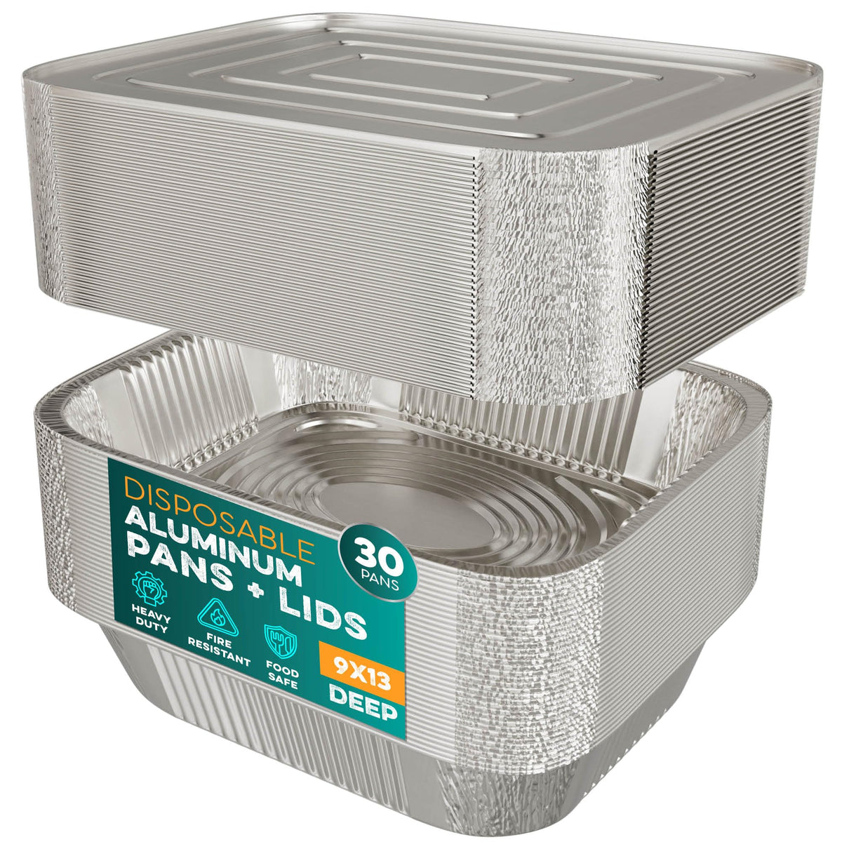 Bandeja de aluminio 9x13 con tapa de HOUZZKINGZ, ideal para servir y mantener caliente.