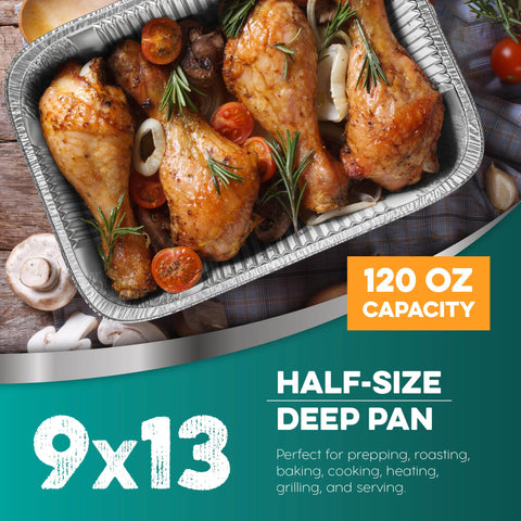 Bandeja de aluminio 9x13 de HOUZZKINGZ, ideal para buffets y eventos.