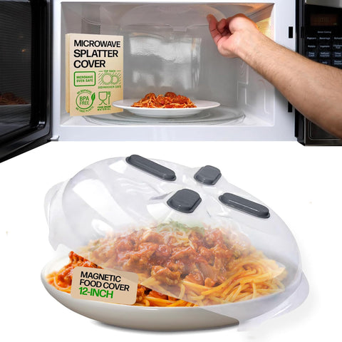 Hover Cover: tapa magnética anti-salpicaduras para microondas, solución limpia para recalentar.