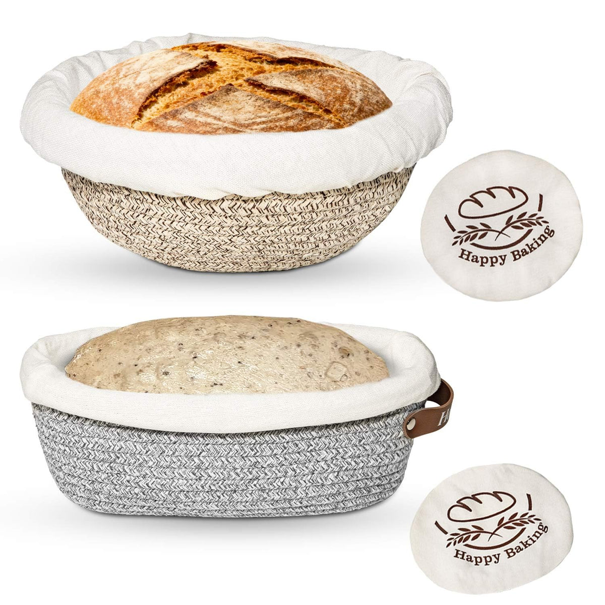 Cesta Banneton Howasai de 9 pulgadas, redonda, para fermentación de masa madre.