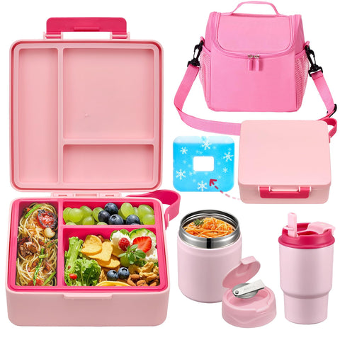 Howeemo bento para niños con tres compartimentos, práctico para almuerzos escolares