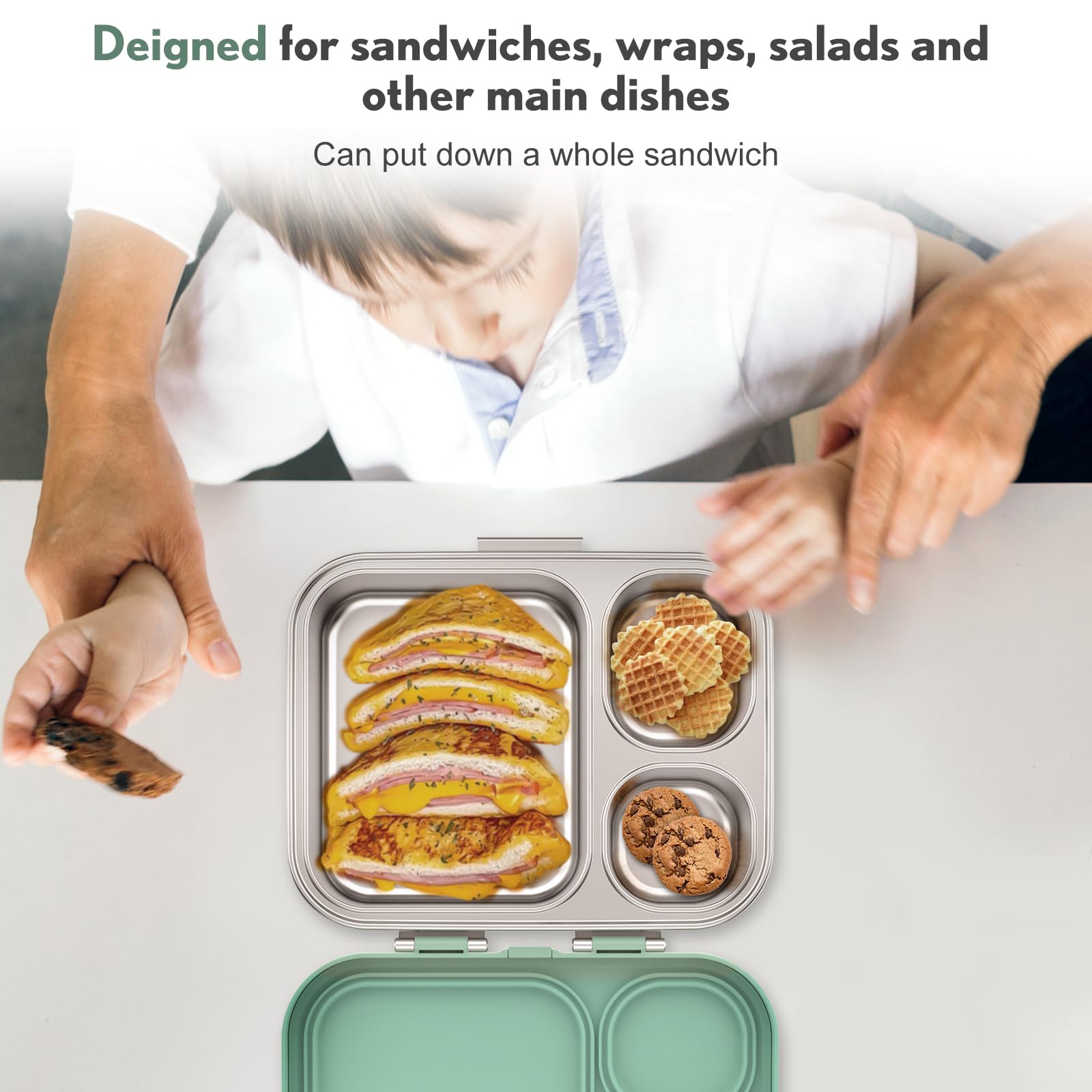 Compartimentos separados en Howeemo Bento para mantener comidas distintas